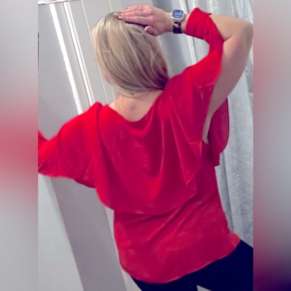 Cape Blouse DKNY Crewneck Smocked-Cuff Size XL - Picture 8 of 9